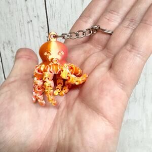 Eradesant 3D Printed Pink/Orange Octopus Keychain Unique Design Colorful Charm